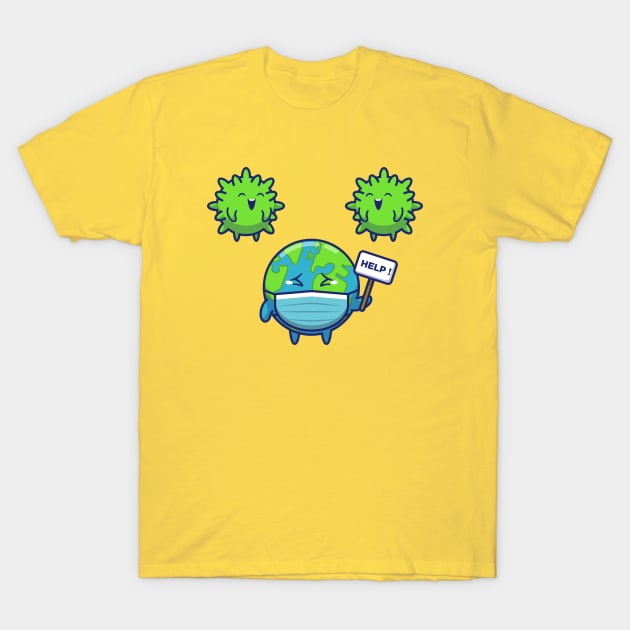 World Scare Corona Virus Cartoon (2) T-Shirt by Catalyst Labs